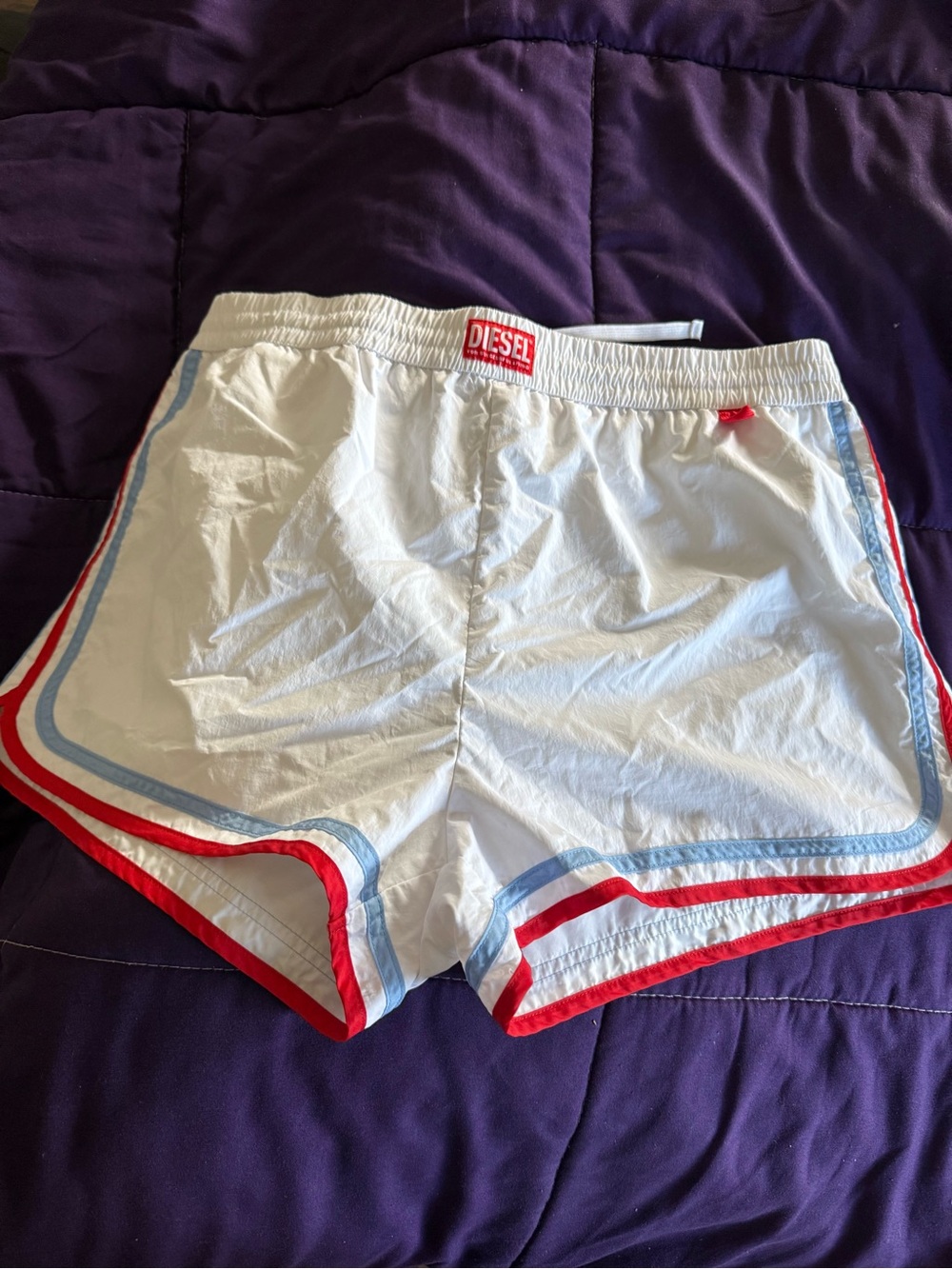 Diesel White Mesh Lined Shorts with Yellow Tag Accents.. Size XL.. $60